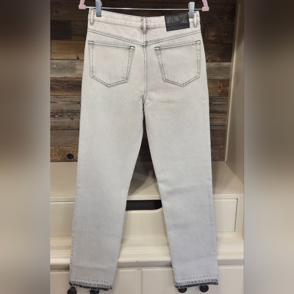 The Kooples Black Bleached Straight Jeans Sleek Design- Distressed Hem - Picture 8 of 10